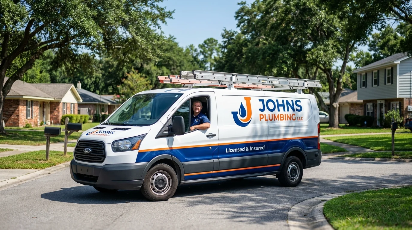 Johns Plumbing LLC service van in Victoria, MN